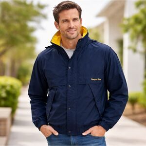 Vintage Newport Jacket Blue Crewed Charters Hoodie Sailing Boating Vented  L